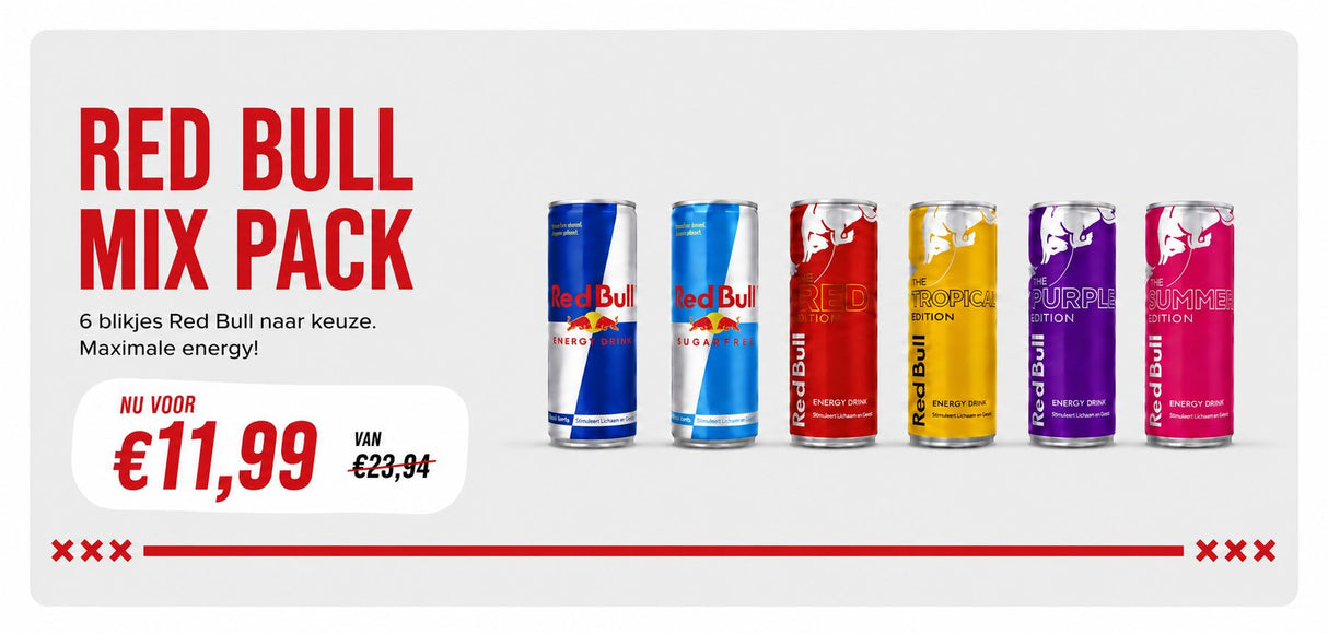 6 Redbull voor 11,99,-