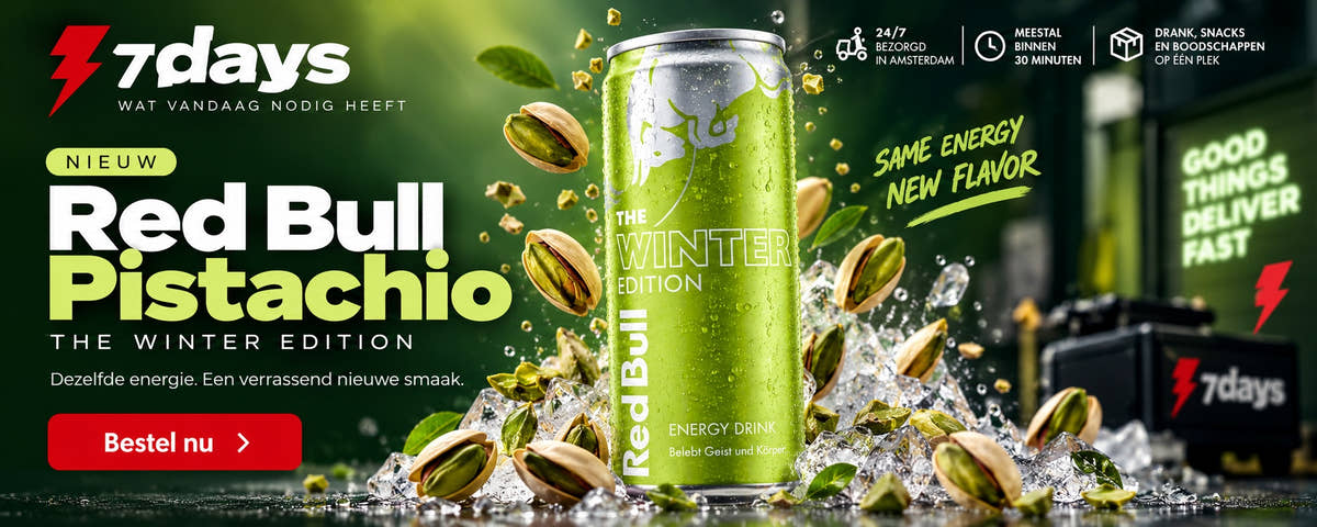 Nieuw: Red Bull Pistachio – The Winter Edition. Dezelfde energie, een verrassend nieuwe smaak. Bestel nu.
